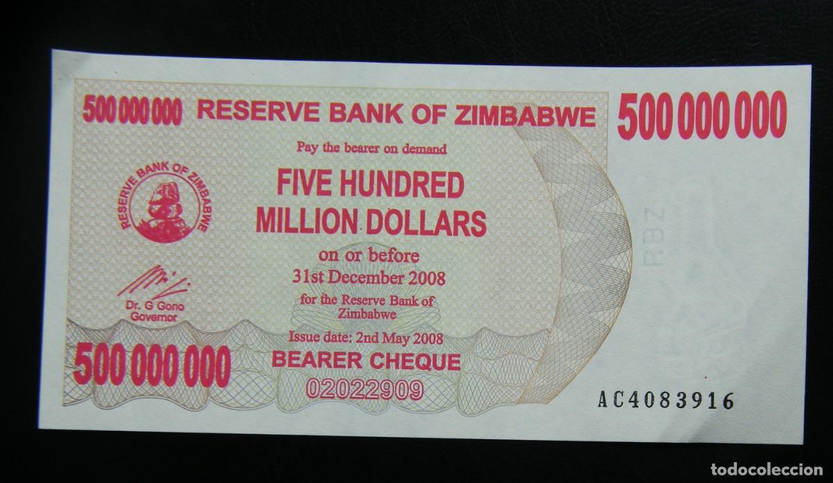Internationale Banknoten: ZIMBABWE BILLETE DE 500.000.000 DOLARES 2008 SC-