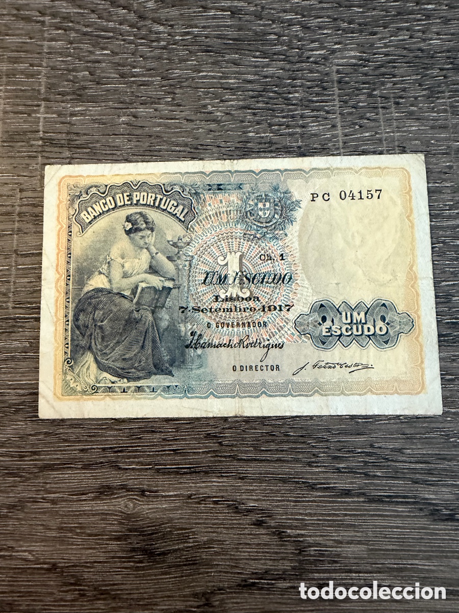 Billetes extranjeros: Portugal 1 escudo 1917 Firma Rara