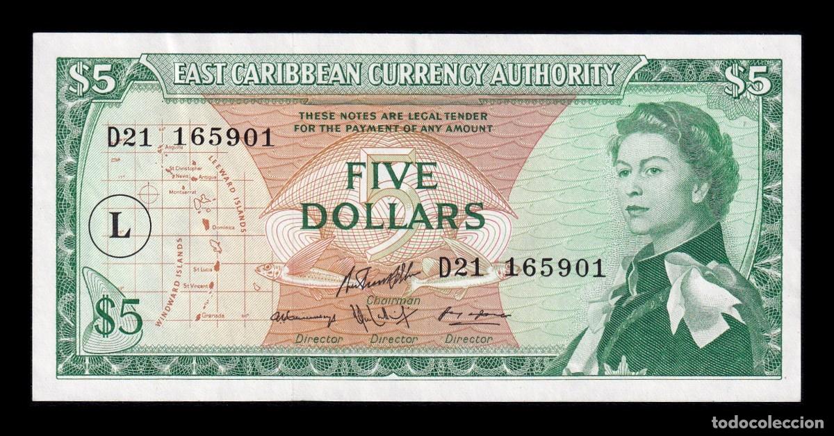 Billetes extranjeros: Estados del Caribe St. Lucia 5 D&oacute;lares Elizabeth II 1965 Pick 14m Ebc+/Sc Xf+/Unc