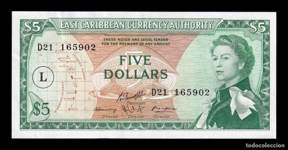 Billetes extranjeros: Estados del Caribe St. Lucia 5 D&oacute;lares Elizabeth II 1965 Pick 14m Ebc+/Sc Xf+/Unc