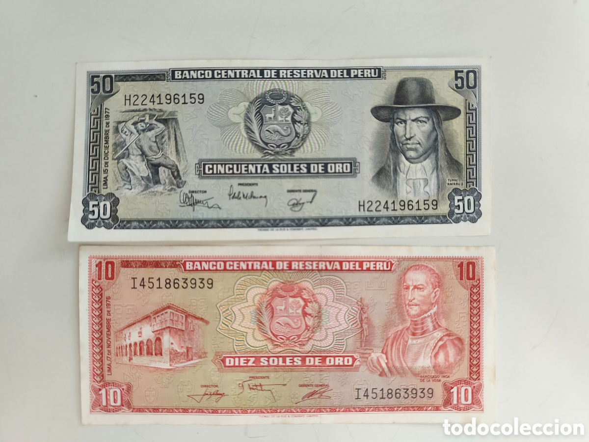 Billets internationaux: Lote 2 billetes Per&uacute; a&ntilde;os 70