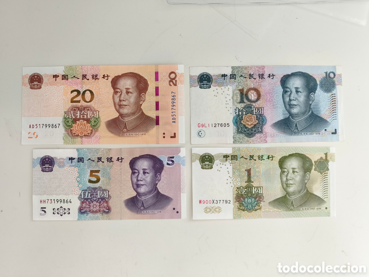 Banconote internazionali: Lote 4 billetes China
