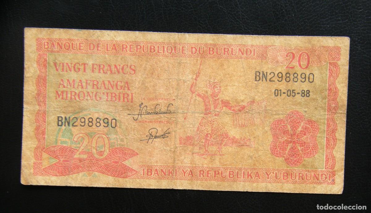 Billets internationaux: RUANDA BILLETE DE 20 FRANCOS 1988 CIRCULADO
