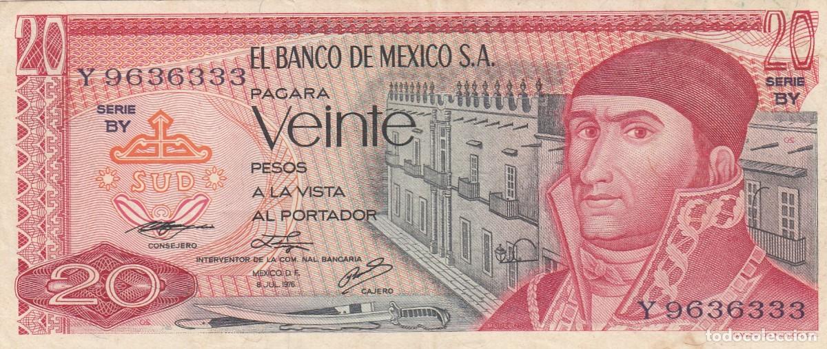 Notas Internacionais: EL BANCO DE MEXICO S.A. - Escaso Billete - Vente Pesos 1976 - Serie BY 9636333 - MBC+