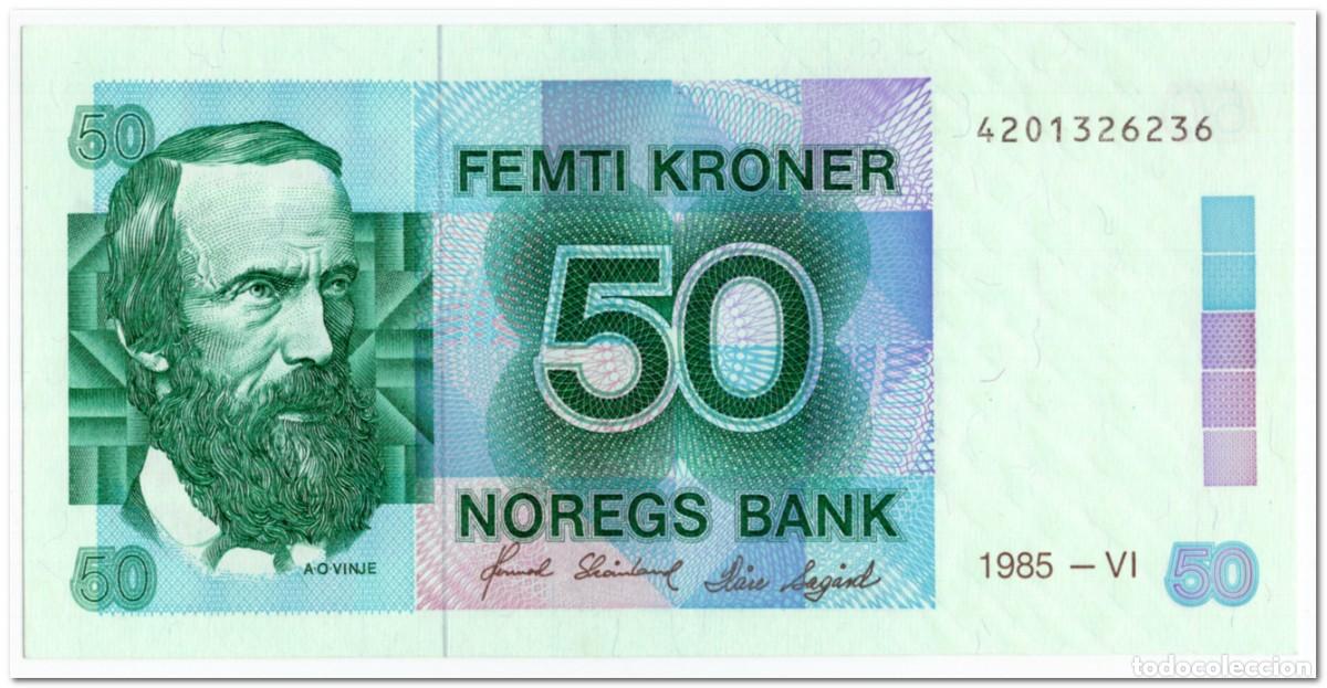 Billetes extranjeros: NORWAY,50 KRONER,1985,P.42b,AU-UNC