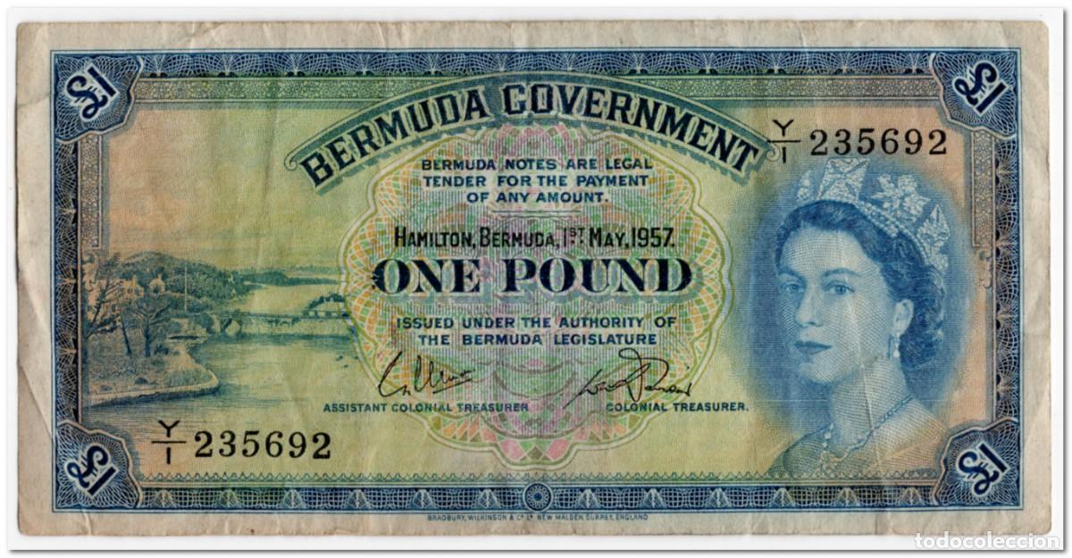 Billetes extranjeros: BERMUDA,1 POUND,1957,P.20b,aVF