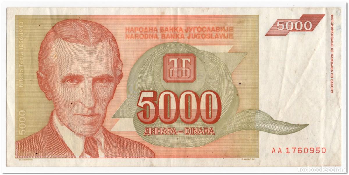 Billetes extranjeros: YUGOSLAVIA,5 000 DINARA,1993,P.128,VF