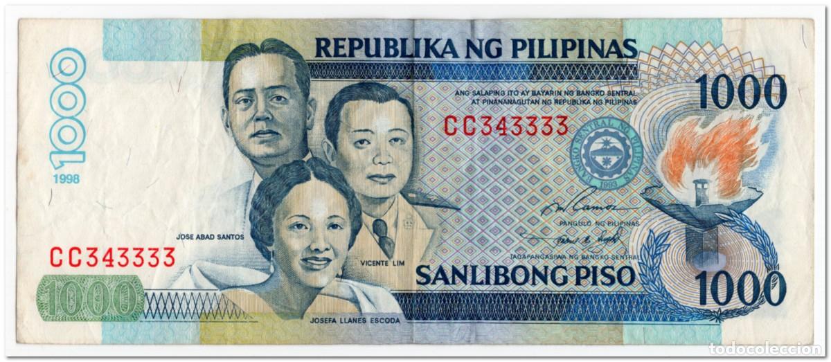 Billetes extranjeros: PHILIPPINES,1000 PISO,1998,P.186b,VF