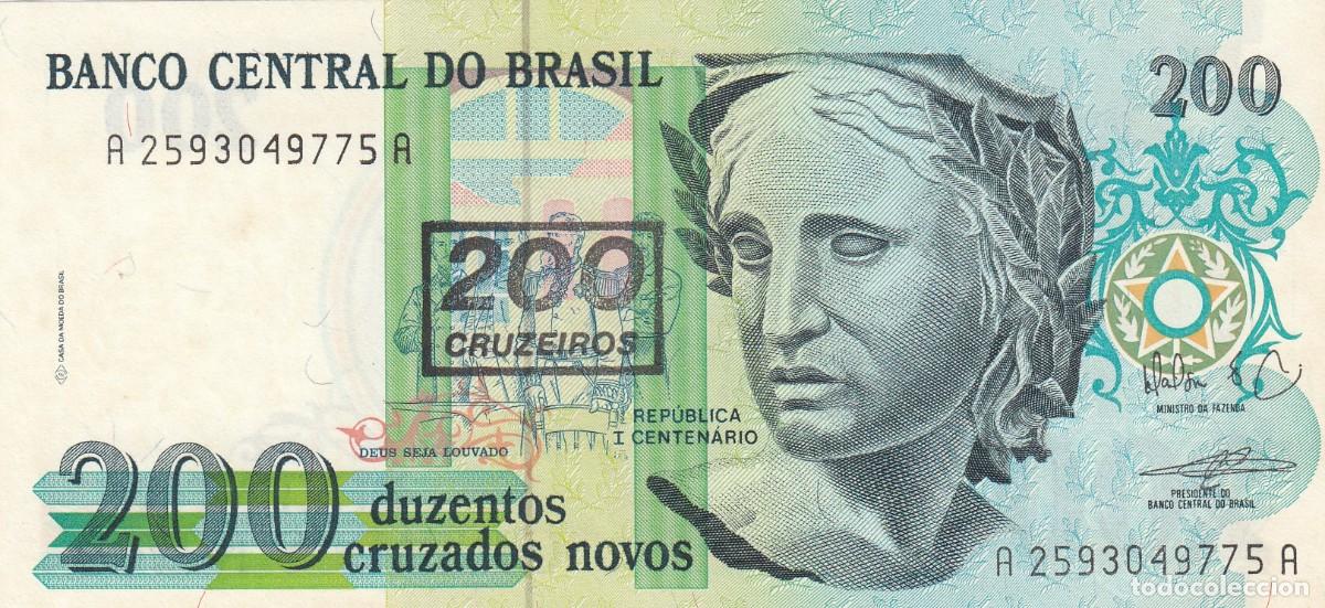 Billetes extranjeros: BANCO CENTRAL DO BRASIL - Billete 200 Cruzados Novos - Serie A 2593049775 A-