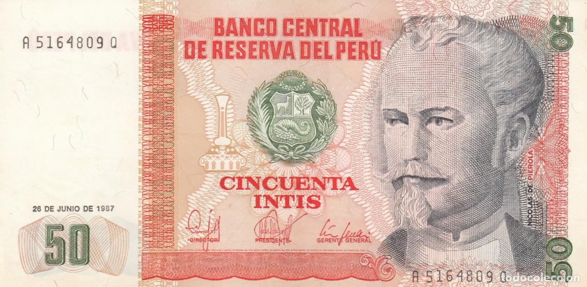 International Banknotes: BANCO CENTRAL DE RESERVA DEL PER&Uacute; - Billete 50 Intis 26/6/1987 - Serie A 5164809 Q-