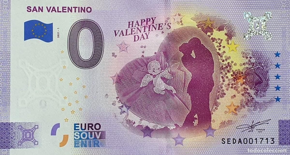 Notas Internacionais: BILLETE 0 Euro Souvenir Italia: SEDA 2021-1 SAN VALENTINO Happy Valentine`s Day