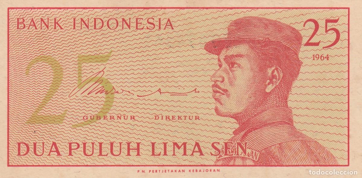 Billets internationaux: BANK INDONESIA - Billete 25 Sen 1964 - Serie BFG 094562 - S/S Plancha -