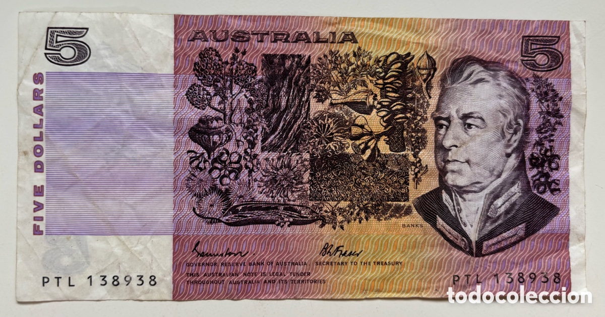 Billetes extranjeros: Billete AUSTRALIA 5 Dolares (1976-1985)