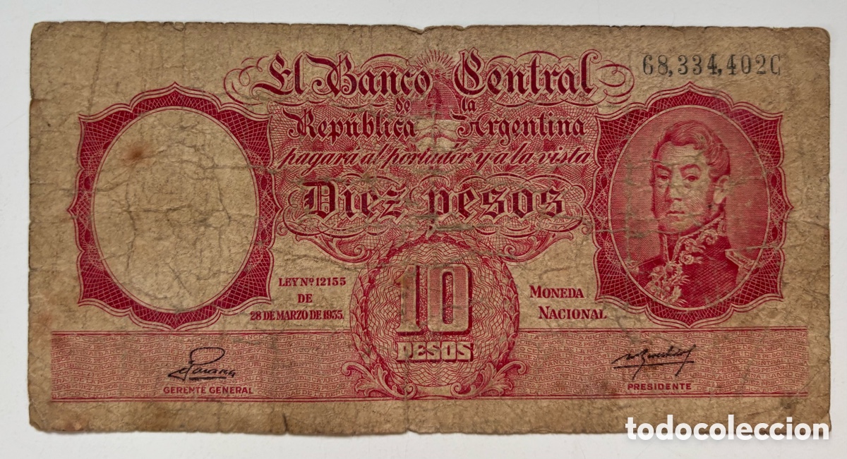 Billetes extranjeros: Billete ARGENTINA 10 Pesos n/d