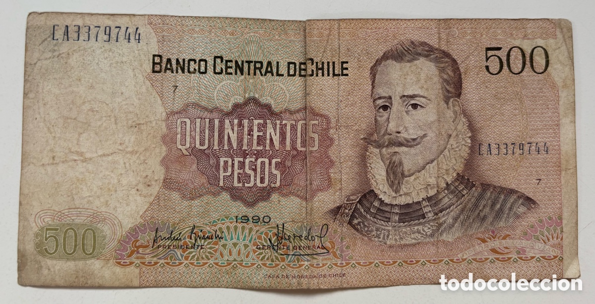 Billetes extranjeros: Billete CHILE 500 Pesos 1990