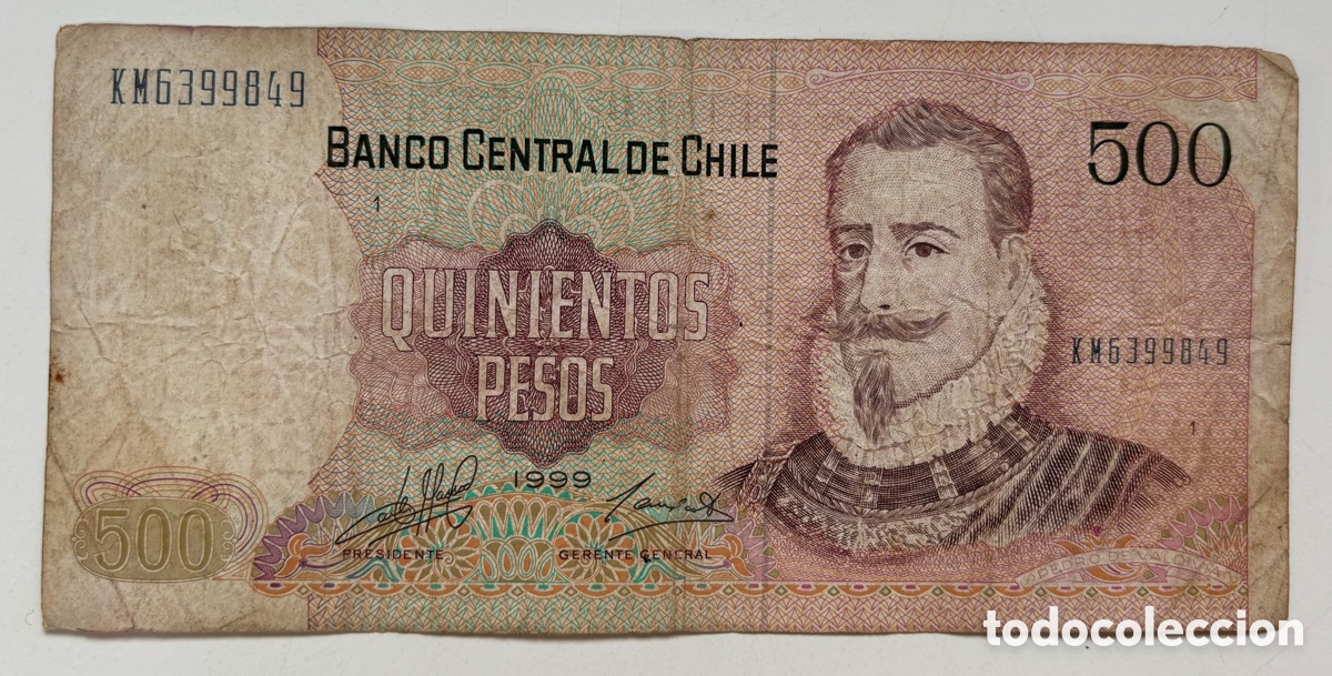 Billetes extranjeros: Billete CHILE 500 Pesos 1999