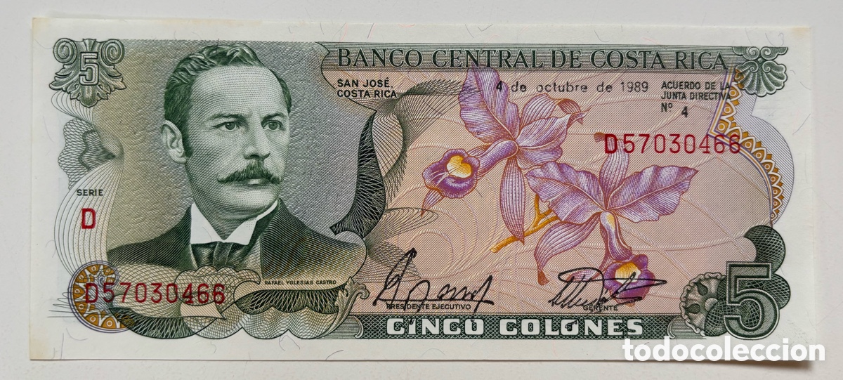 Billetes extranjeros: Billete COSTA RICA 5 Colones 1989 SC-