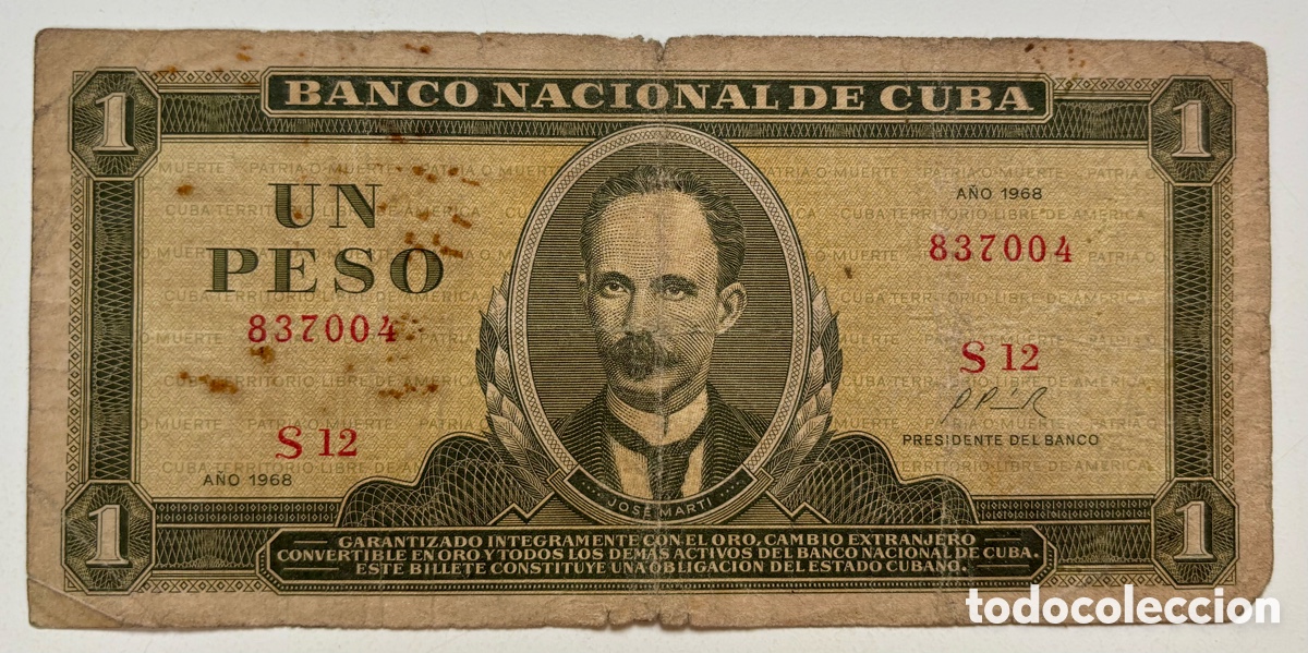 Billetes extranjeros: Billete CUBA 1 Peso 1968