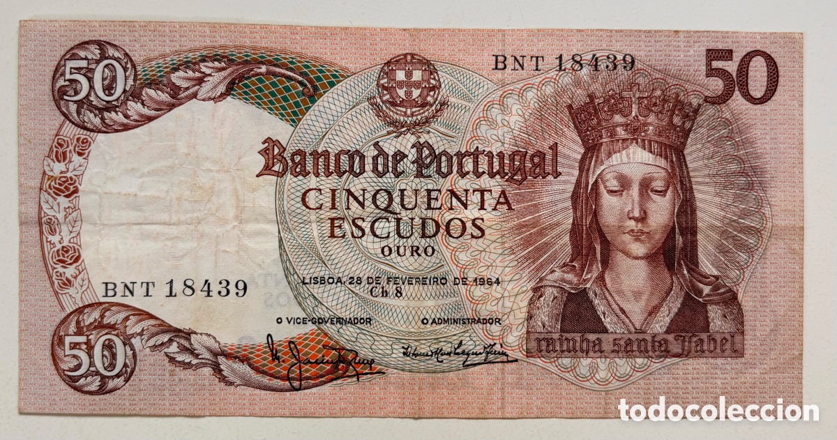 Billetes extranjeros: Billete PORTUGAL 50 Escudos 1964
