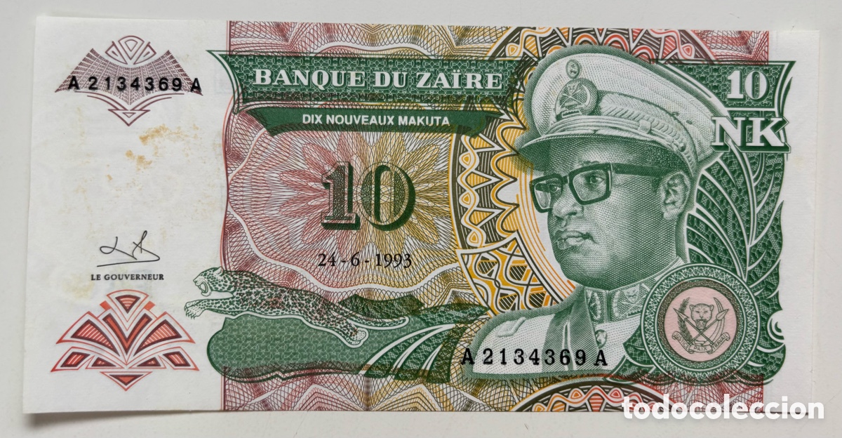 Billetes extranjeros: Billete ZAIRE 10 Makuta 1993 SC-