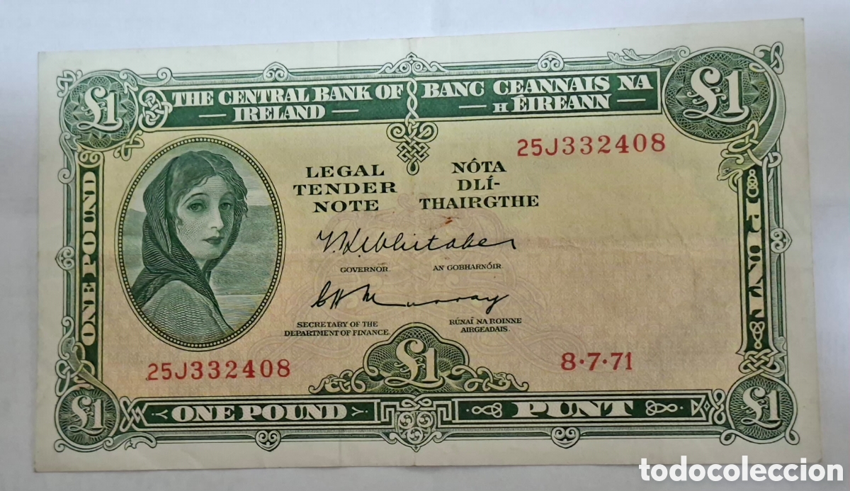 Billetes extranjeros: Billete Irlanda,1.971, 1 Pounds,MBC-