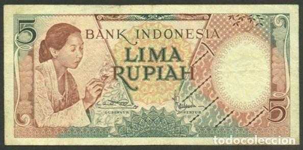 Billetes extranjeros: INDONESIA. 5 rupiah 1958. Pick 55. REPOSICION - prefijo X.