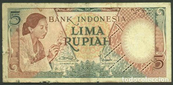 Billetes extranjeros: INDONESIA. 5 rupiah 1958. Pick 55. REPOSICION - prefijo X.
