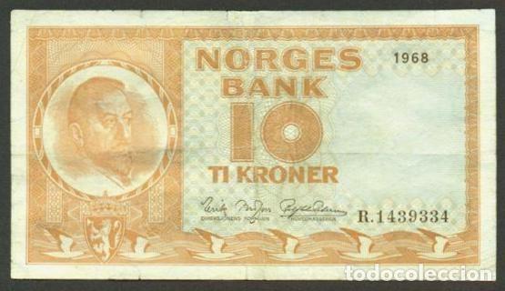 Billetes extranjeros: NORUEGA (NORWAY). 10 kroner 1968. Pick 31d.