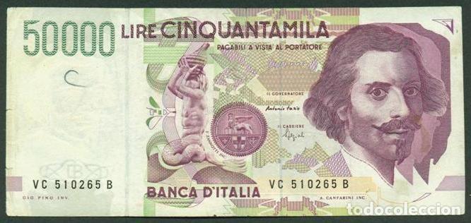 Billetes extranjeros: ITALIA 50000 lire 1992.