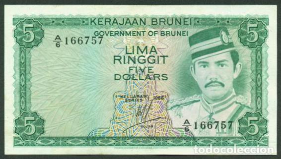 Billetes extranjeros: BRUNEI. 5 ringgit 1986. Pick 7b.