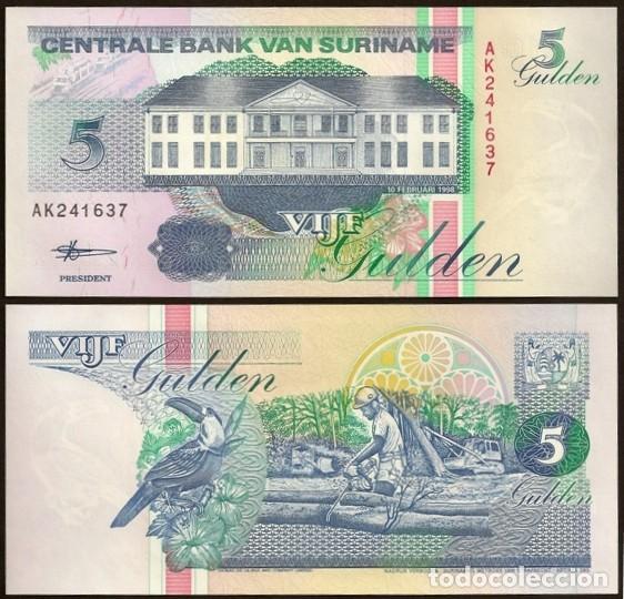 Billetes extranjeros: SURINAM (SURINAME). 5 gulden 1998. Pick 136 b. S/C.