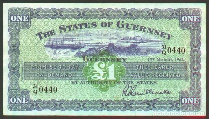 Billetes extranjeros: GUERNSEY. 1 pound (libra) 1.3.1962. Pick 43 b.