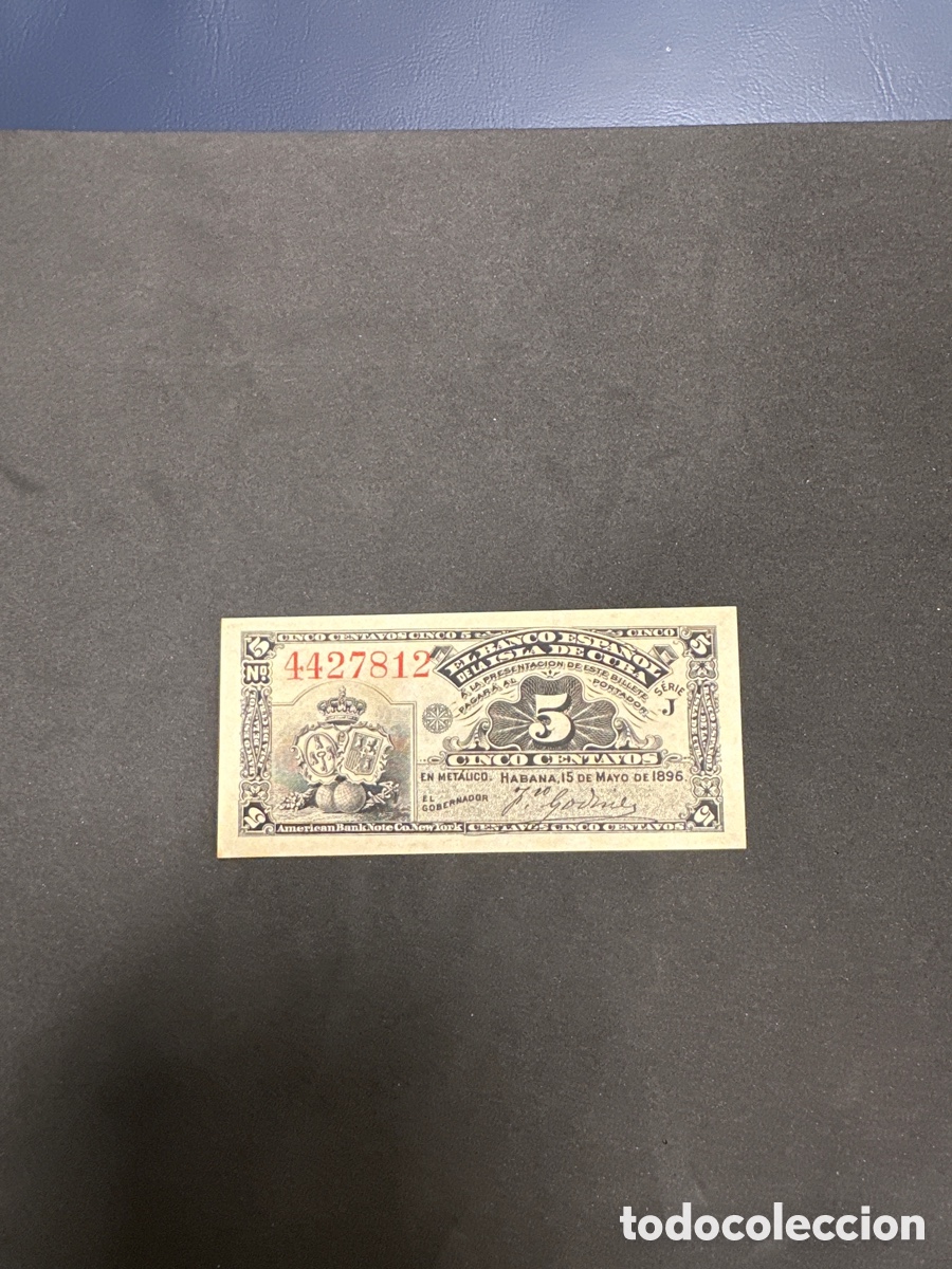 Billetes extranjeros: Billete del banco Espa&ntilde;ol de la isla de Cuba 5 centavos a&ntilde;o 1896 sin circular