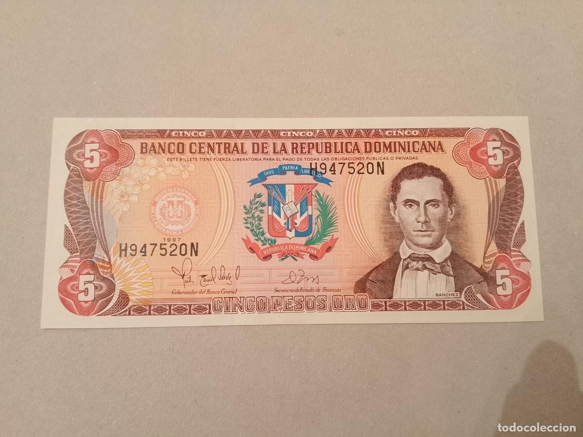 Billetes extranjeros: Billete Republica Dominicana, 5 pesos, a&ntilde;o 1997, UNC