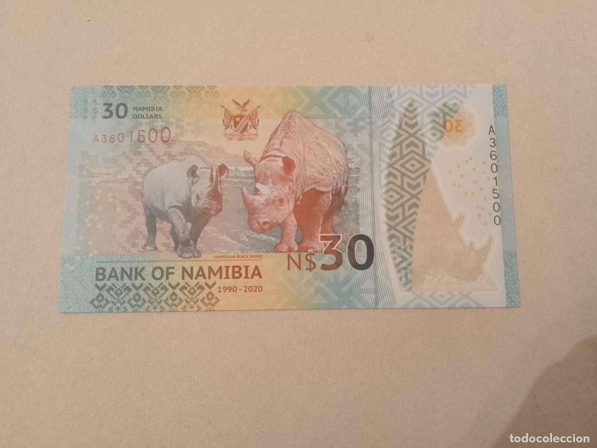 Billetes extranjeros: Billete de Namibia de 30 d&oacute;lares, serie A, conmemorativo, a&ntilde;o 2020, UNC