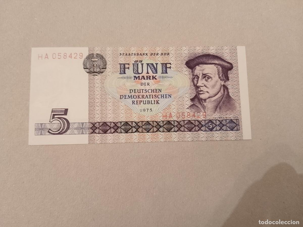 Billetes extranjeros: Billete Alemania, 5 Mark, a&ntilde;o 1975, UNC