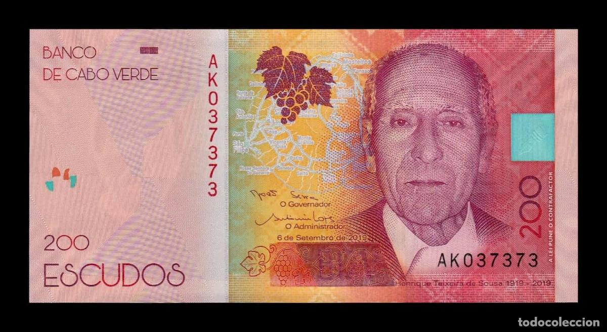 Billetes extranjeros: Cabo Verde 200 Escudos Henrique Teixeira de Sousa 2019 Pick 76 Sc Unc