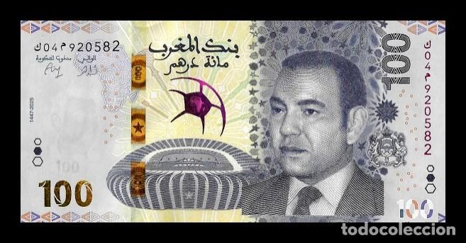 Billetes extranjeros: Marruecos 100 Dirhams Conmemorativo 2025 (2026) Pick 83 Nuevo Sc Unc