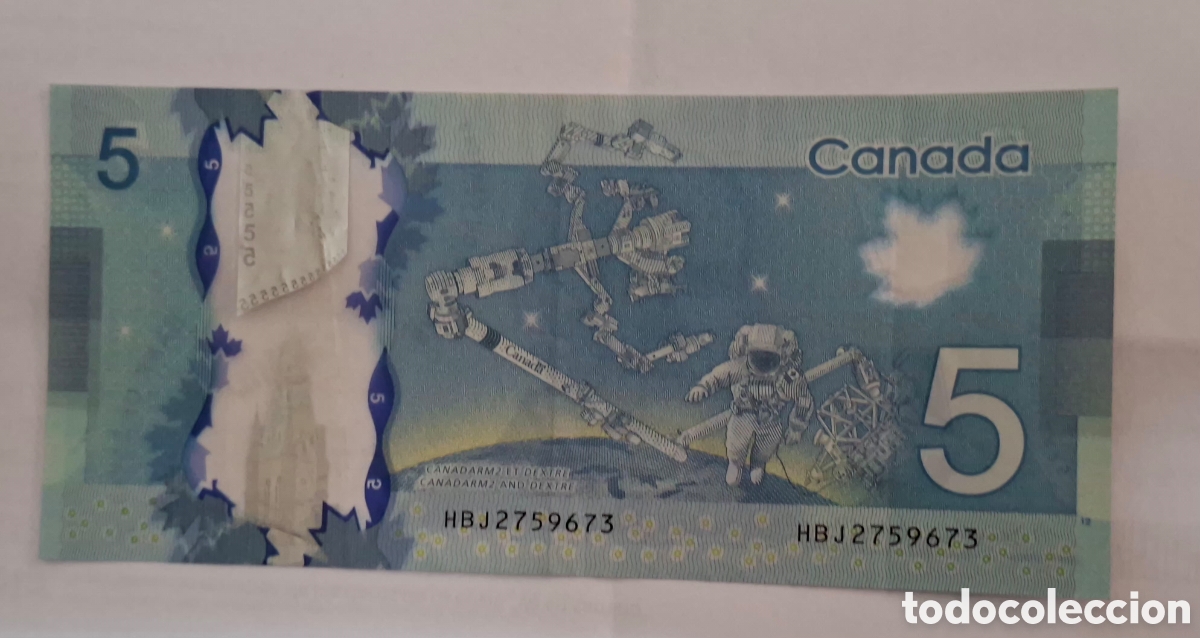 Billetes extranjeros: Billete Canada,2.013, 5 Dolars,MBC - Foto 2