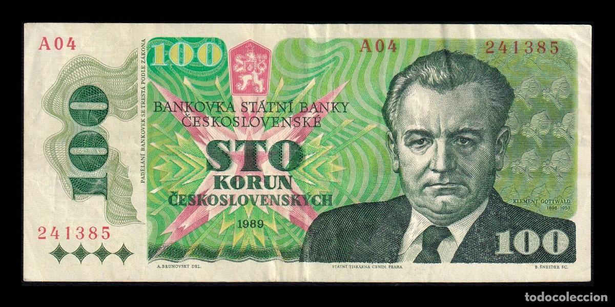 Billetes extranjeros: Checoslovaquia 100 Korun 1989 Pick 97 Mbc Vf