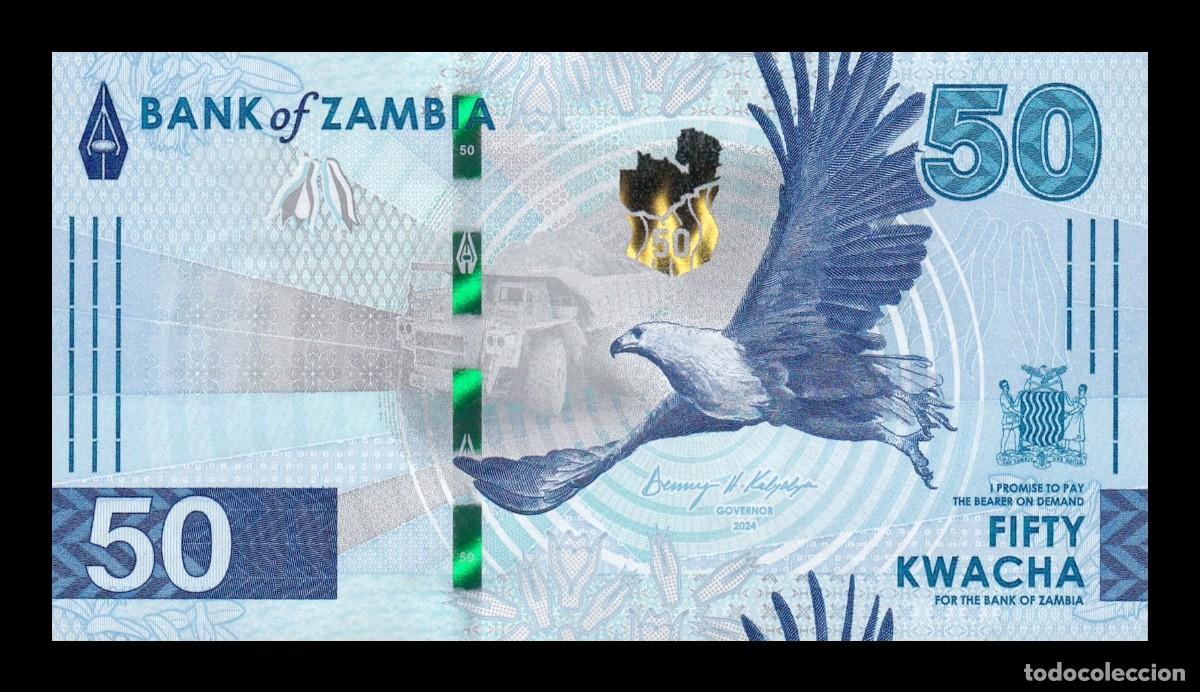 Billetes extranjeros: Zambia 50 Kwacha &Aacute;guila pescadora 2024 (2025) Pick 64 Nuevo Sc Unc
