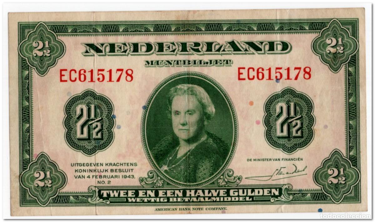 Billetes extranjeros: NETHERLANDS,2 1/2 GULDEN,1943,P.65,VF