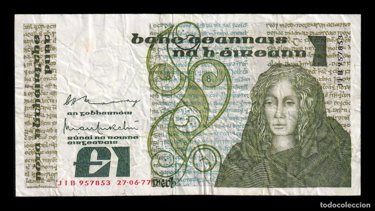 Billetes extranjeros: Irlanda 1 Libra 1977 Pick 70a Mbc Vf