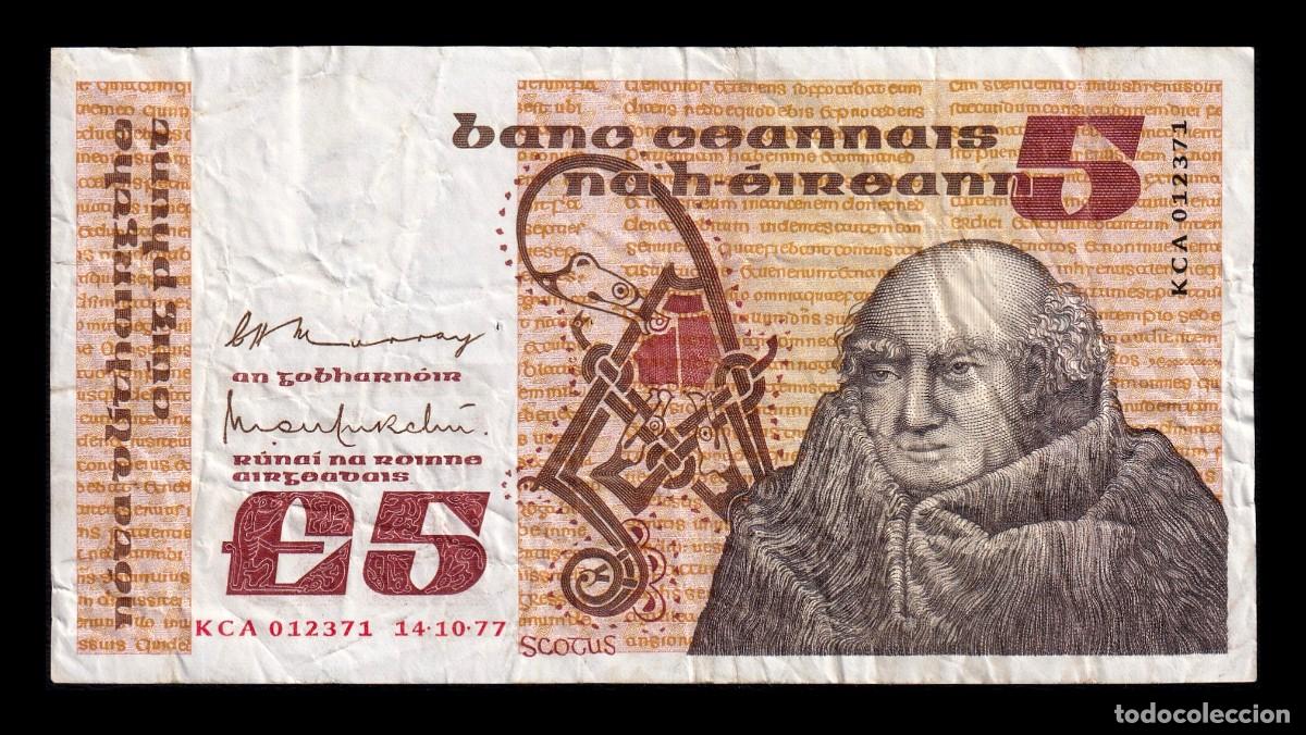 Billetes extranjeros: Irlanda 5 Libras 1977 Pick 71b Mbc Vf
