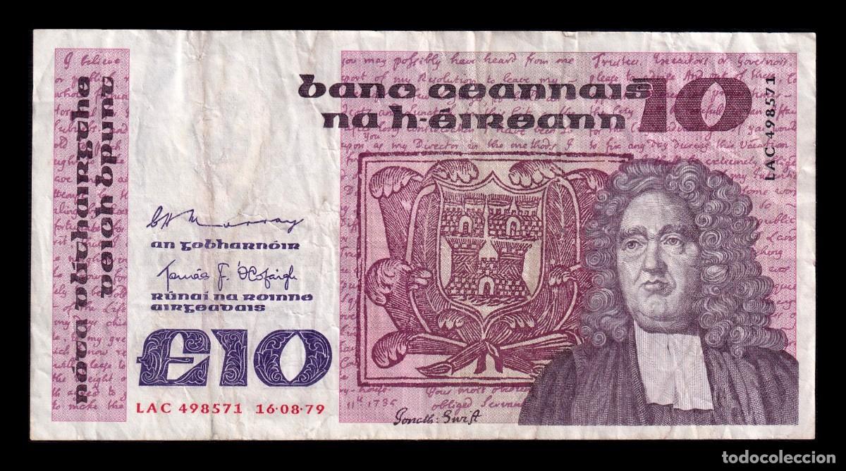 Billetes extranjeros: Irlanda 10 Libras 1979 Pick 72a Mbc Vf