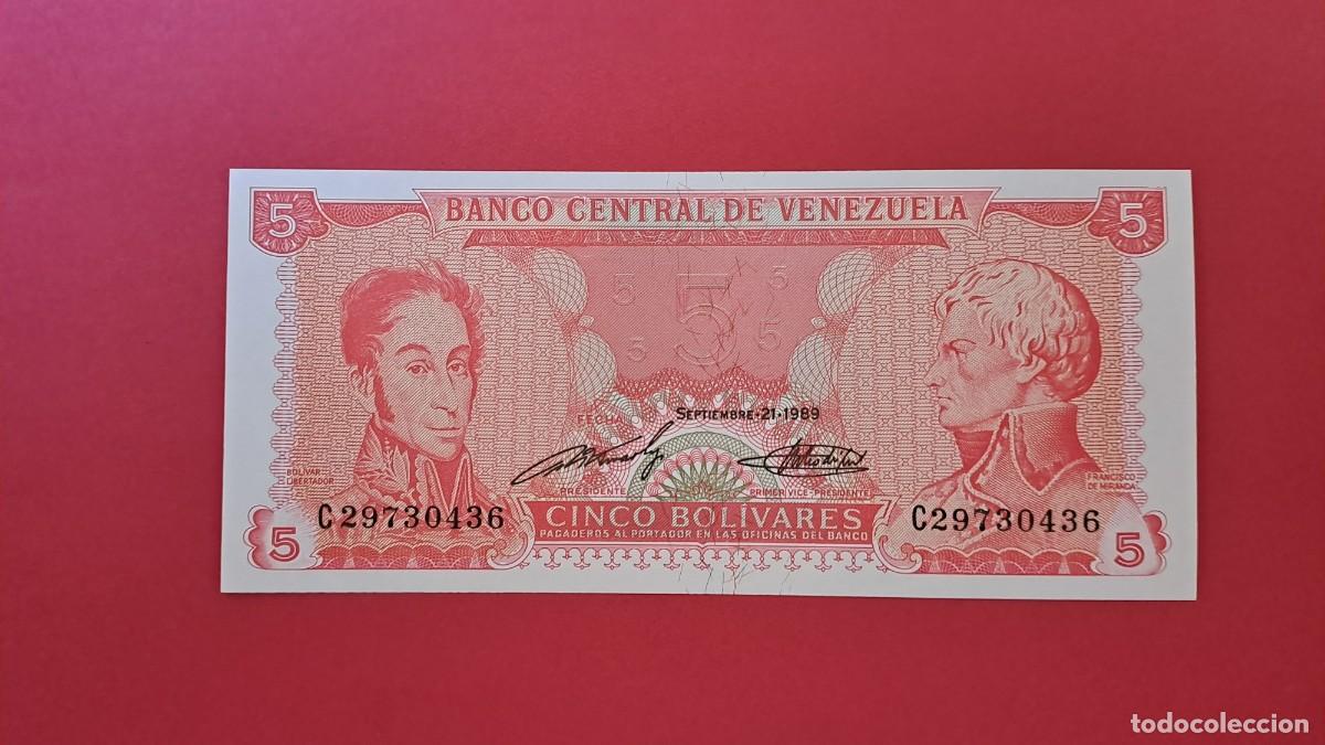 Banconote internazionali: VENEZUELA - 1.989 - 5 BOL&Iacute;VARES - SIN CIRCULAR