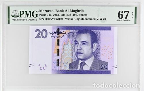 Billetes extranjeros: MARRUECOS * BILLETE 20 DIRHAMS 2012 * PMG-67 EPQ (IC-1618)