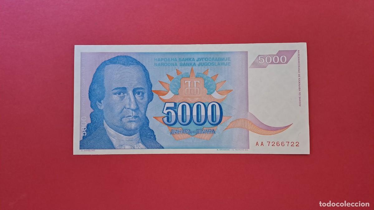 Billetes extranjeros: YUGOSLAVIA - 1.994 - 5.000 DINAR - SIN CIRCULAR