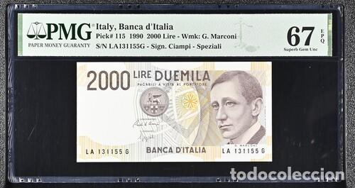 Billetes extranjeros: ITALIA * BILLETE 2000 LIRAS 1990 * PMG-67 EPQ (IC-1620)