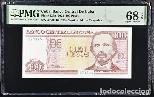 Billetes extranjeros: CUBA * BILLETE 100 PESOS 2023 * PMG-68 EPQ TOP POP (IC-1621)